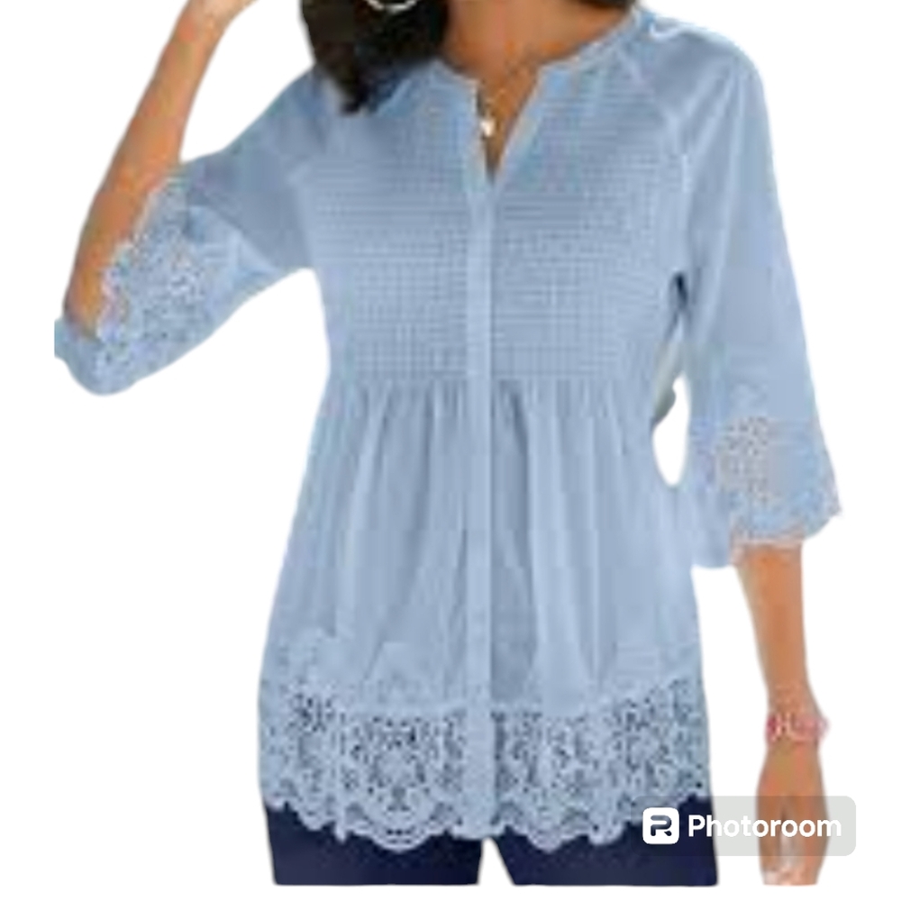 Alessa W Smocked Button Blouse